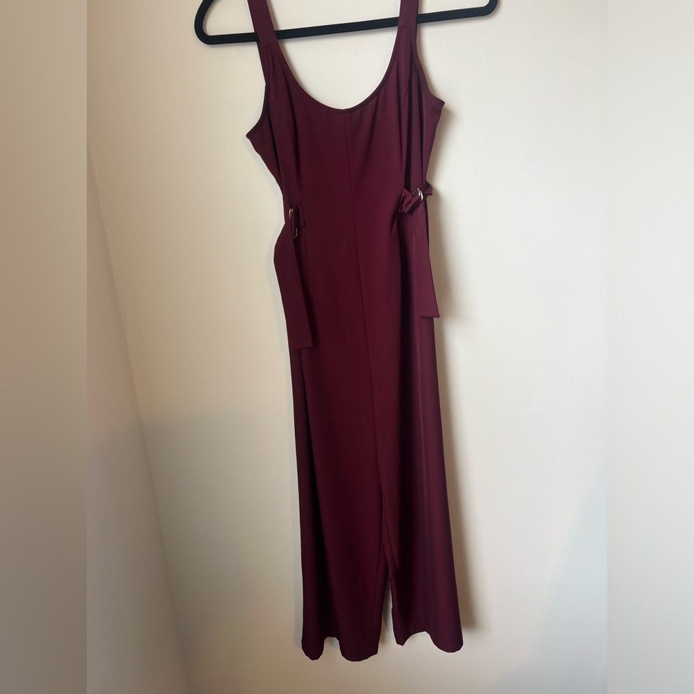 Silence + Noise x Urban Outfitters Burgundy Sleeveless Belted Jumpsuit XS